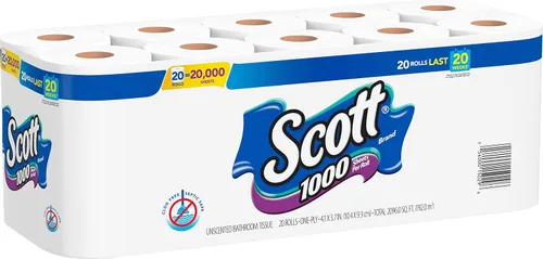 Vista 10 de Scott 1000 papel higiénico, 8 rollos, apto para tanque séptico, papel higiénico de 1 capa