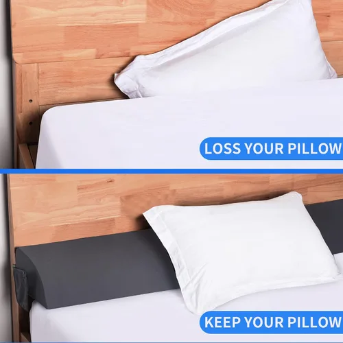 Vista 2 de Almohada de cuña de cama de tamaño matrimonial (54 x 10 x 6 pulgadas) para dormir, almohada de cabecero, relleno de huecos de cama, cuña de colchón