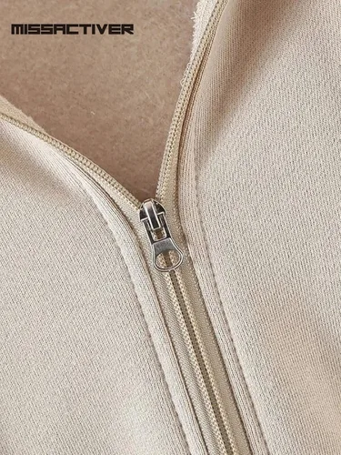 Vista 4 de MISSACTIVER Sudadera clásica con capucha y cordón para mujer, con cremallera, de gran tamaño, con bolsillos