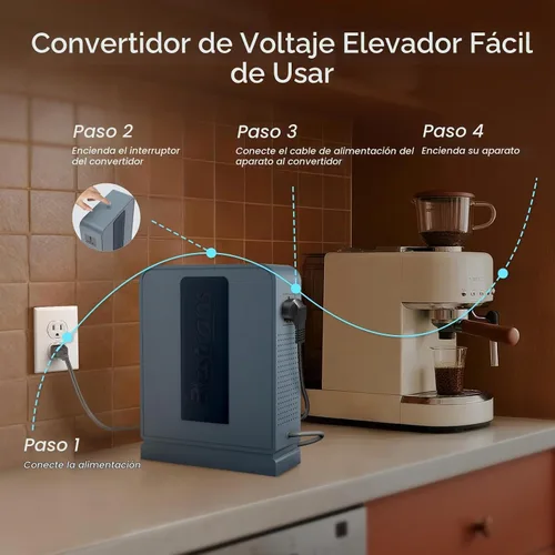 Vista 4 de Transformador elevador de 1000 W, convertidor de 110 V a 220 V, gris azul