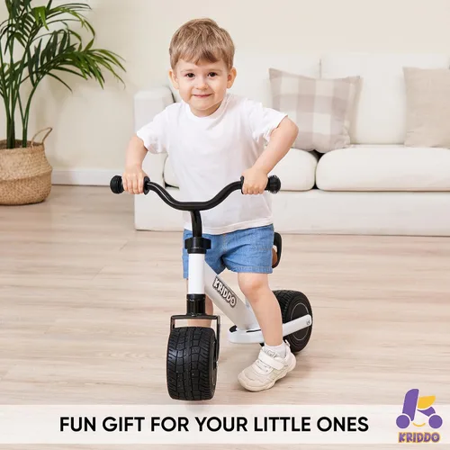Vista 4 de KRIDDO Bicicleta de Equilibrio para Niños de 1-2 Años, Mini Crucero para el Primer Cumpleaños, Negro