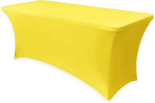 Vista 13 de Obstal Funda de mesa de elastano elástica de 4 pies para mesas plegables estándar, paquete de 2 manteles rectangulares universales ajustables