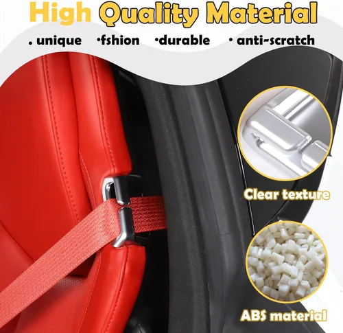 Vista 3 de Kit de cubierta decorativa de hebilla para cinturón de seguridad compatible con Chevrolet Corvette C8 2020-2023, accesorios de repuesto para hebilla
