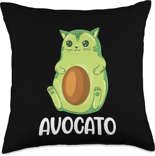 Vista 4 de Avogato Vegan Avocado Cat Throw Pillow