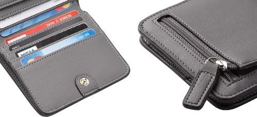 Vista 7 de Toughergun - Cartera de cuero genuino de lujo para mujer con cierre Rfid y ventana de identificación
