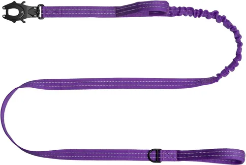 Vista 12 de ICEFANG Correa táctica para perro, correa elástica para entrenamiento K9 con 2 asas de control, cierre de metal de liberación rápida resistente