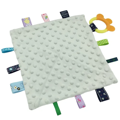 Vista 8 de Loveys Minky Dot - Manta de seguridad con características sensoriales Taggy, manta de felpa suave y relajante para bebés de 3 a 12 meses, 10 x 10
