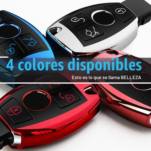 Vista 6 de Intermerge para funda de llavero Mercedes Benz, funda de llave de TPU suave premium compatible con Mercedes Benz C E S M CLS CLK G Class, llave Azul