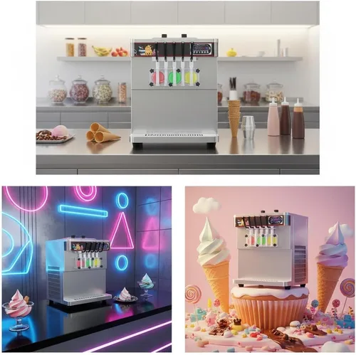 Vista 9 de Encimera comercial (3+2 mezclados) sabores suave máquina de helado