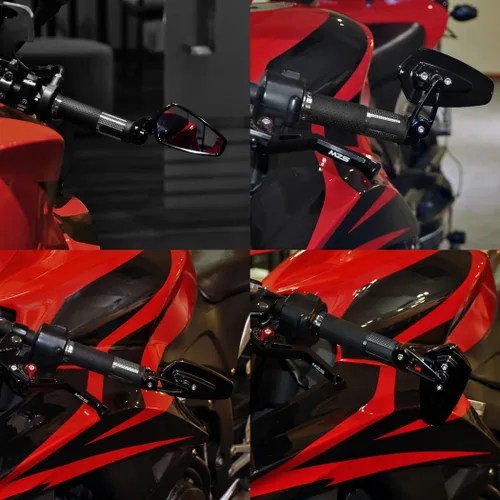 Vista 7 de Espejos de extremo de manillar MZS para motocicleta, vista trasera, espejo lateral negro 7/8 compatible con GROM MSX125 CB500F Z125 Z750 Z900 MT-03
