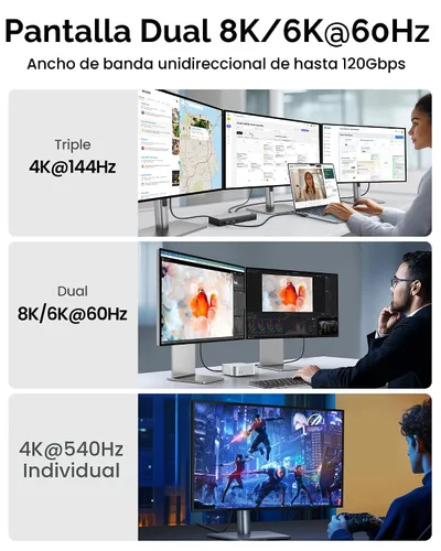 Vista 3 de Silkland Cable USB 4 de ángulo recto de 80Gbps para Thunderbolt 5, 1FT, ancho de banda de 120Gbps para 16K/Doble 8K, 240W, cable de video USB C
