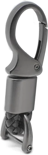 Vista 6 de Llavero de cuero para automóvil con anillo en D para hombres y mujeres, 1 paquete negro, giratorio de 360 grados, con destornillador