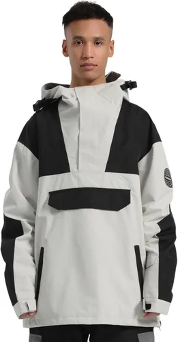 Vista 33 de GSOU SNOW Chaqueta de esquí para hombre, abrigo de nieve para snowboard, cálido, invierno, impermeable, con capucha