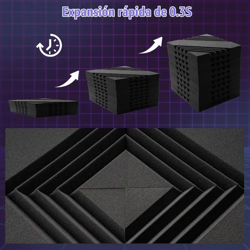 Vista 5 de VallisCo Paquete de 52 paneles acústicos de 1 x 12 x 12 pulgadas, paneles de espuma acústica para insonorización, reducción de ruido, paneles