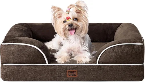 Vista 115 de EHEYCIGA – Cama ortopédica impermeable para perros pequeños, de espuma viscoelástica tipo caja de huevos, con bordes elevados y base antideslizante