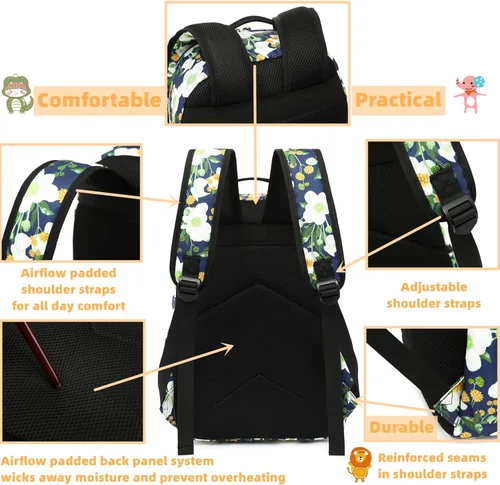 Vista 5 de Leaper - Mochila de viaje impermeable con diseño floral, bolso, bolso de viaje para niñas.