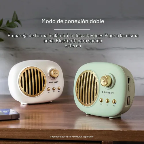 Vista 5 de Crosley CR3044A-MN Piper - Altavoz Bluetooth portátil, color menta