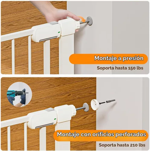 Vista 8 de Puerta magnética para bebés de 29.5 a 40.6 pulgadas para escaleras, puerta de perro montada a presión para interiores, puerta de mascotas de cierre
