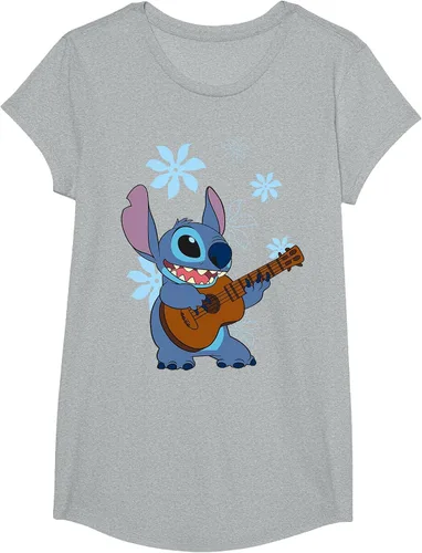 Vista 24 de Camiseta de danza floral Lilo & Stitch con ukelele para niñas Gris asfalto