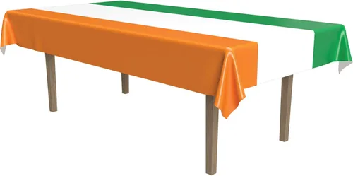 Vista 8 de Beistle Mantel irlandés, 54 x 108 pulgadas, 2 piezas, mantel de plástico, mantel rectangular, a rayas, día de San Patricio, decoraciones del día