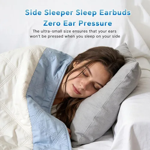 Vista 3 de Xmenha Auriculares planos para dormir para dormir de lado, cómodos, discretos, invisibles, mini, pequeños, pequeños, con cancelación de ruido