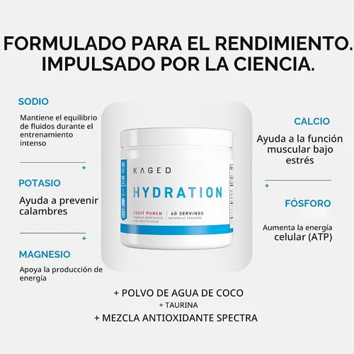 Vista 2 de Kaged Polvo de Hidratación con Electrolitos Hydracharge Manzana Lima Bebida Deportiva para Hombres y Mujeres Pre, Post, Intra Entrenamiento