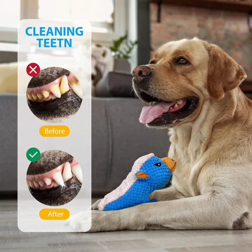 Vista 3 de IOKHEIRA Juguetes de peluche para perros para masticadores agresivos, juguetes chirriantes indestructibles para perros con papel arrugado, juguetes