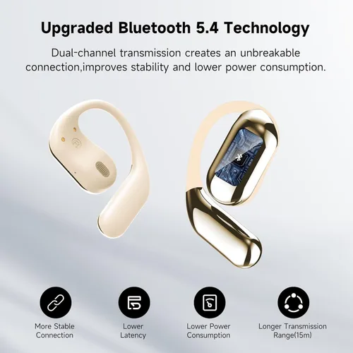 Vista 3 de Auriculares Bluetooth 5.4 de Oreja Abierta, Auriculares Inalámbricos Deportivos Sobre la Oreja con Micrófono Integrado con Ganchos para las Orejas