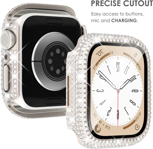 Vista 3 de KADES - Paquete de 10 fundas brillantes con protector de pantalla para Apple Watch de 1.772 in Full Protection, Built-in Screen Protector
