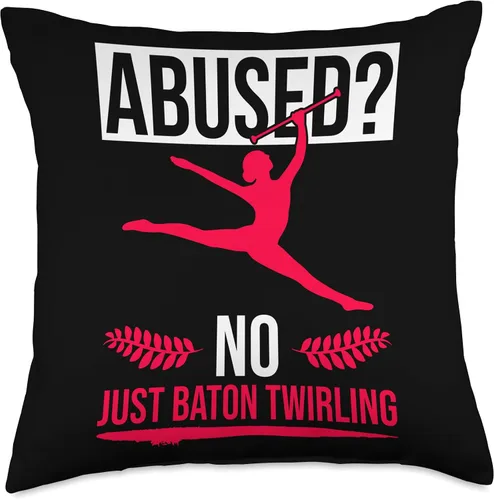 Vista 4 de Baton Twirling & Majorette Dance Designs Baton Twirler Design for Twirling Recitals Throw Pillow, 16x16, Multicolor
