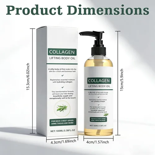 Vista 7 de 2 aceites de colágeno hidratante para el cuerpo y después de la ducha, aceite corporal hidratante antienvejecimiento, ligero no graso para mujeres