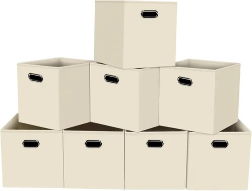 Vista 33 de Cubos de almacenamiento plegables negros, caja de almacenamiento de tela, cestas organizadoras con asas dobles para organizador del hogar (negro)
