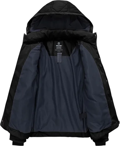 Vista 3 de Wantdo Abrigo de invierno grueso para mujer, chaqueta acolchada con capucha de piel aislada, ropa exterior