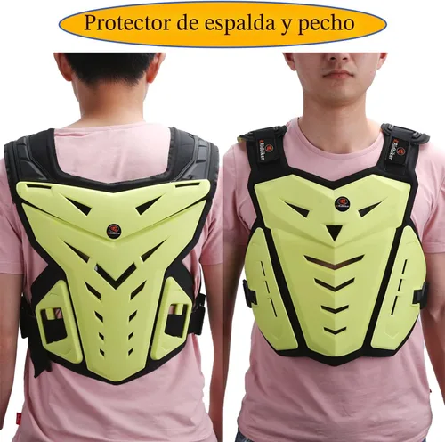 Vista 5 de Chaleco de Armadura Corporal para Motocicleta Equipo de Dirt Bike, Protector de Pecho Equipo de Motocross Protector de Pecho y Espalda