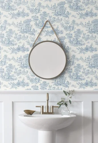 Vista 3 de NextWall Chateau Toile Papel Tapiz Despegar y Pegar (Blue Bell)