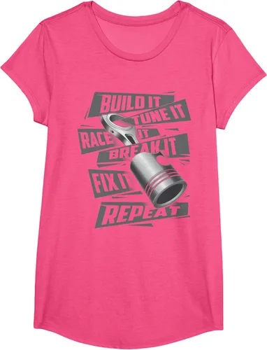 Vista 18 de Build It Tune It Race It Break It - Camiseta para entusiastas de los coches de carreras, talla S Negro