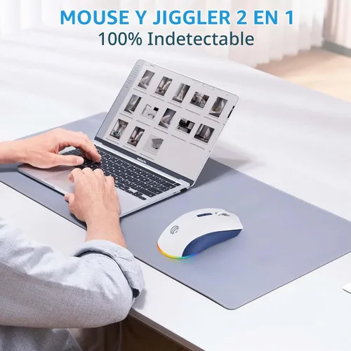 Vista 3 de Ratón inalámbrico, mouse recargable, modo dual Bluetooth 5.2 + 2.4G USB silencioso y delgado, mouse inalámbrico para MacBook Air, laptop, PC