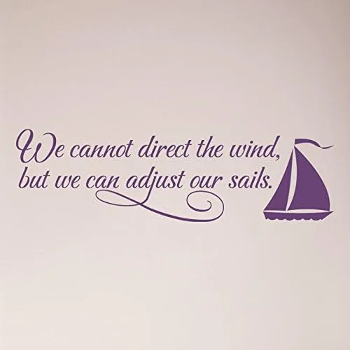 Vista 4 de 36"x12" We Cannot Direct The Wind, But We Can Adjust Our Sails. Adhesivo de pared con texto en inglés "We Cannot Direct The Wind, But We Can Adjust