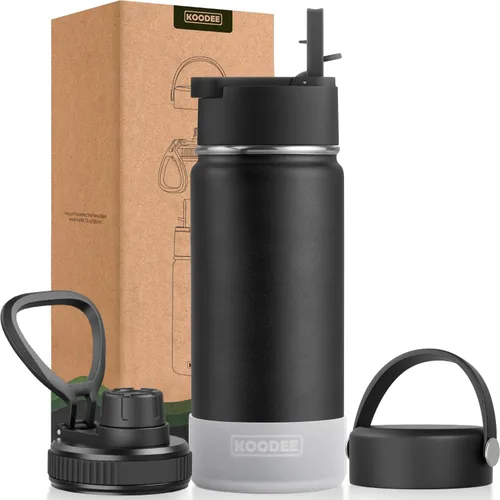 Vista 26 de koodee Botella de agua para niños, botella de agua de acero inoxidable de 12 onzas con aislamiento al vacío para la escuela, botella de agua de boca