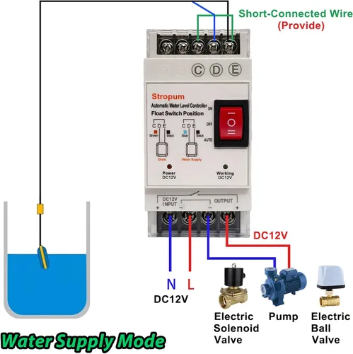 Vista 2 de Controlador de interruptor de flotador de bomba de sumidero DC12V, control automático de nivel de agua, relé detector de sensor de nivel de líquido