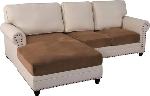 Vista 28 de Fundas de cojín de terciopelo elástico de 3 piezas para sofá en forma de L, funda de diván, protector de muebles para sofá seccional Negro