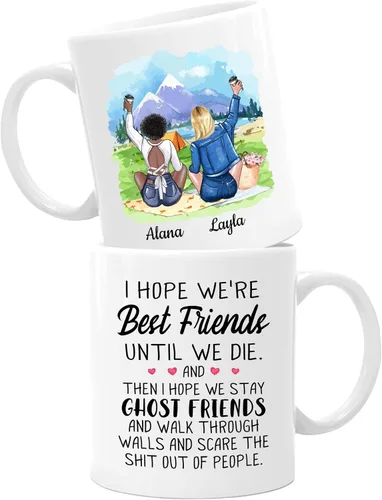 Vista 18 de Taza de café personalizada de la amistad para mejor amiga, regalo de taza del día de Galentine, regalo de taza de Navidad, taza de café