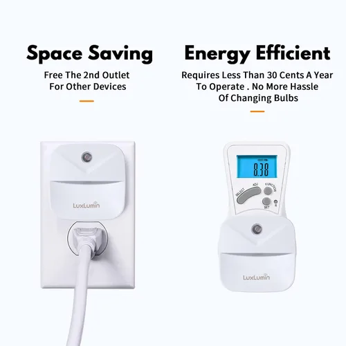 Vista 5 de LuxLumin Las luces LED nocturnas se enchufan a la pared con sensor de atardecer a amanecer, se encienden y apagan automáticamente, luz nocturna