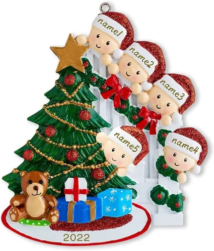 Vista 8 de Adorno familiar para árbol de Navidad 2024, adorno colgante para árbol de Navidad de 2024, adorno de familia de 2 nombres, adorno personalizado