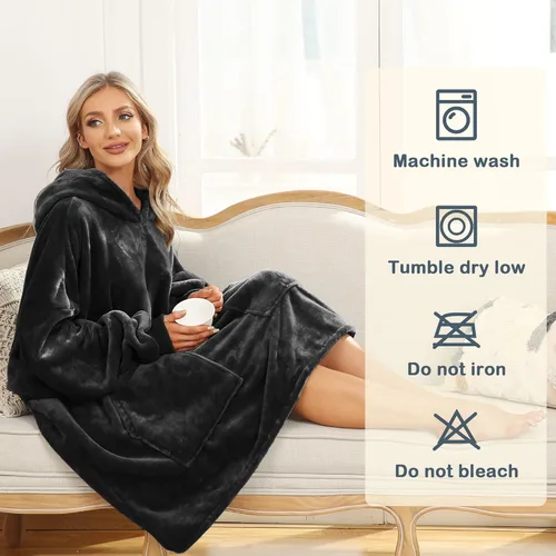 Vista 5 de Kipswiza Blanket Hoodie - Wearable Blankets Oversized Cozy Flannel Sweatshirt Blanket as Gifts for Adult Women Men