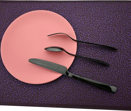 Vista 7 de Juego de cubiertos de mango grueso de 24 piezas, acero inoxidable 18/10 negro antiguo con cuchillo para carne, juego de cubiertos pulidos de espejo