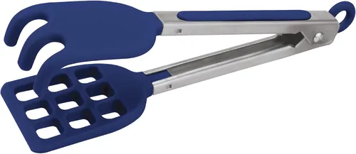 Vista 6 de Tovolo Pinzas de cocina de silicona para cocinar, pinzas pequeñas planas de acero inoxidable con puntas de silicona para ensaladas, gofres belgas