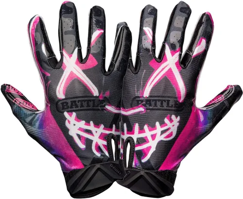 Vista 19 de Battle Sports - Guantes de fútbol americano para receptor abierto con dorso de mano, ultraadherentes y con agarre, antideslizantes, para adultos