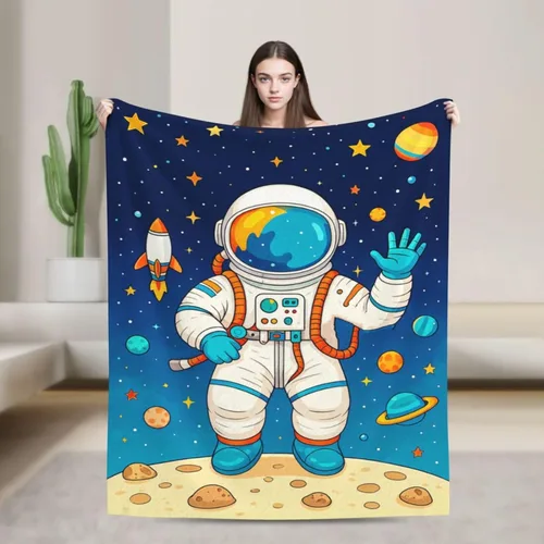 Vista 8 de Manta de Astronauta Manta de Astronauta Acogedora y Cálida Hombre del Espacio Manta de Vellón Suave Esponjosa de Felpa Manta Ligera Suave Decoración