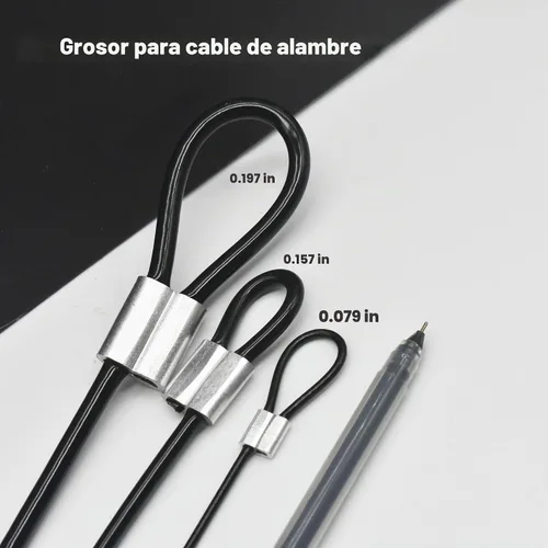 Vista 3 de 10 piezas Cable de 2mm de 12 pulgadas Recubierto de Vinilo de Acero Inoxidable con Bucles Cable Corto Cuerda de Alambre Cordón con Candado Cadena